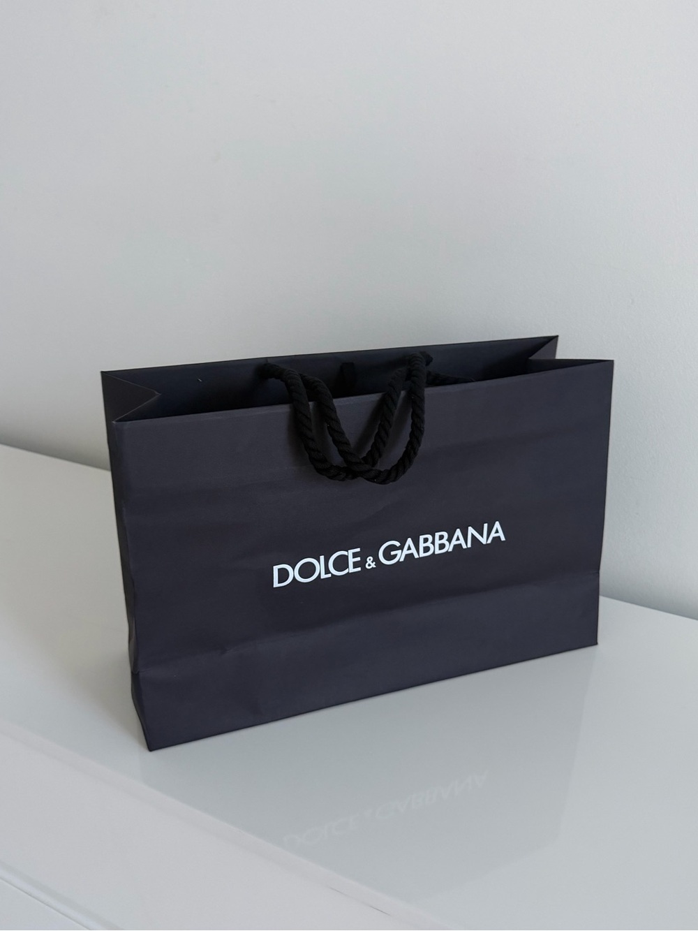 Dolce & Gabbana Black Paper Shopping Bag with White Logo